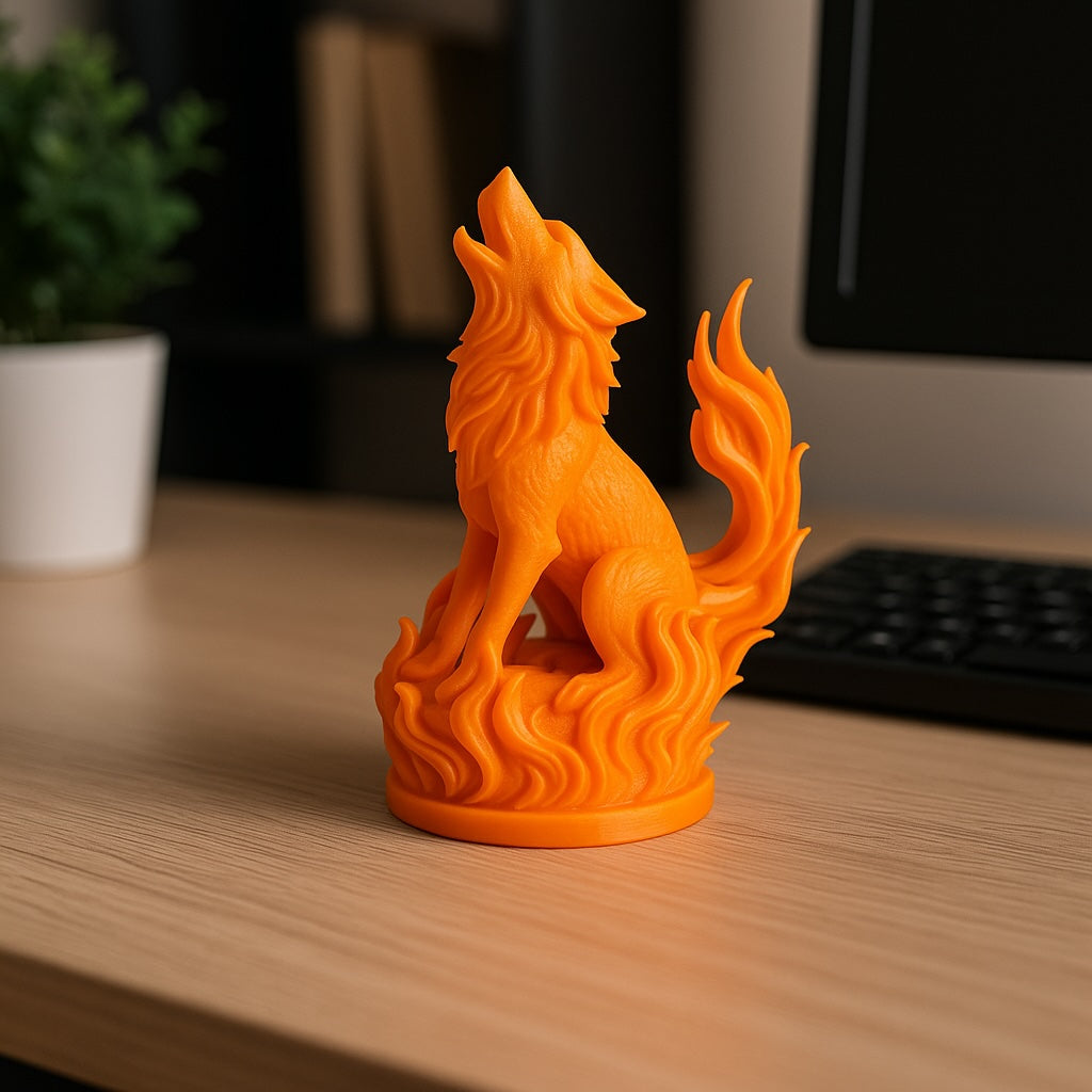 Inferno Howl – Flamebound Wolf Figurine