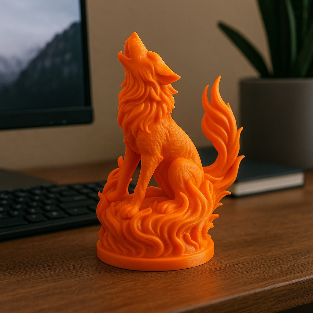 Inferno Howl – Flamebound Wolf Figurine