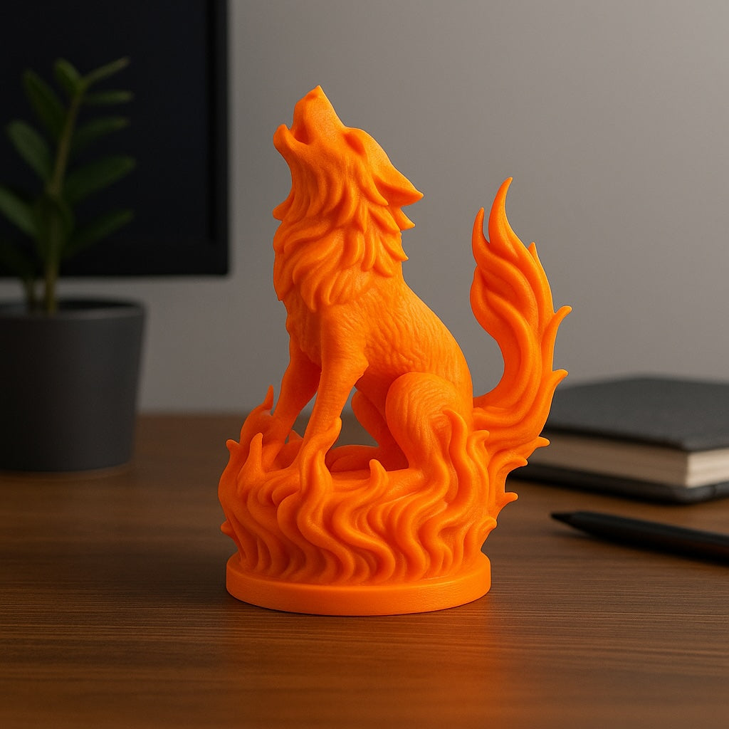 Inferno Howl – Flamebound Wolf Figurine