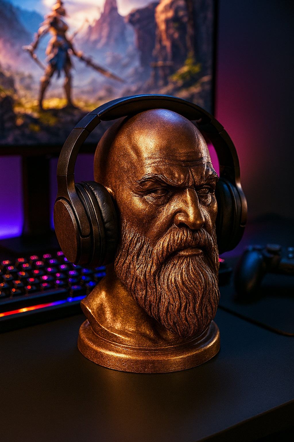 God of War Kratos Headphone Stand – Bold Desktop Organizer for Gamers