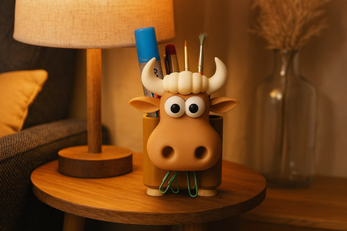 Cute Cow Pen Holder – Desk Organizer with Personality