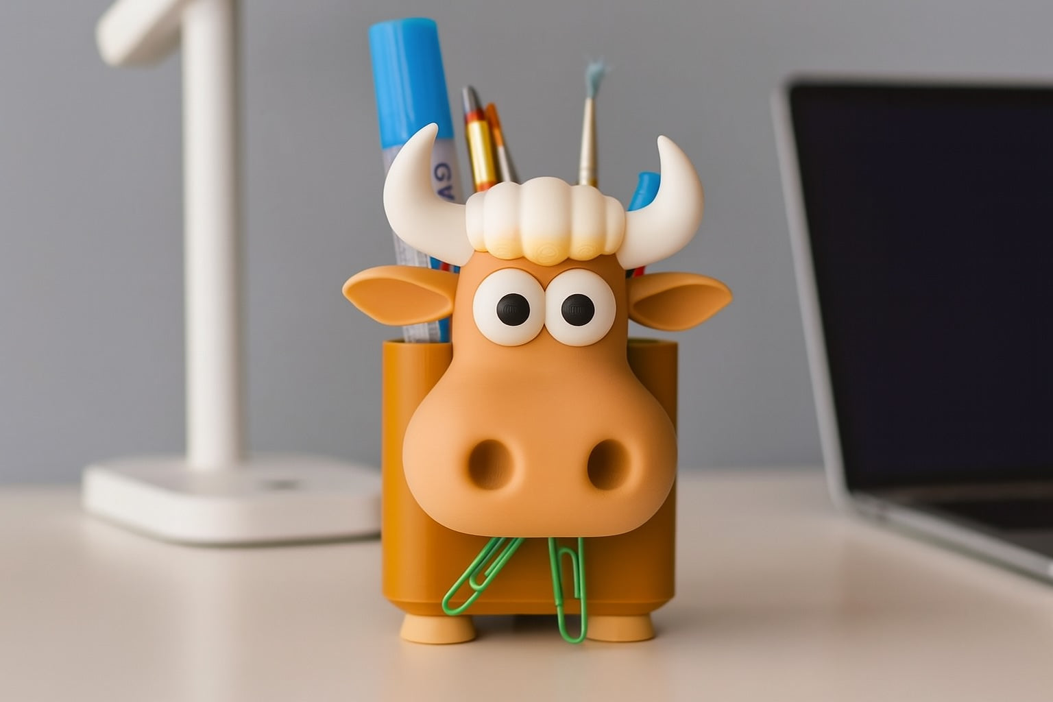 Cute Cow Pen Holder – Desk Organizer with Personality