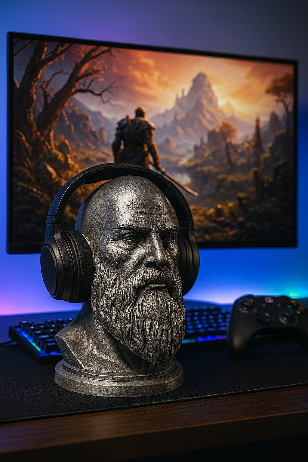 God of War Kratos Headphone Stand – Bold Desktop Organizer for Gamers